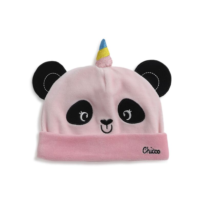 Girls Medium Pink Velour Hat with Applique Embroidery image number null
